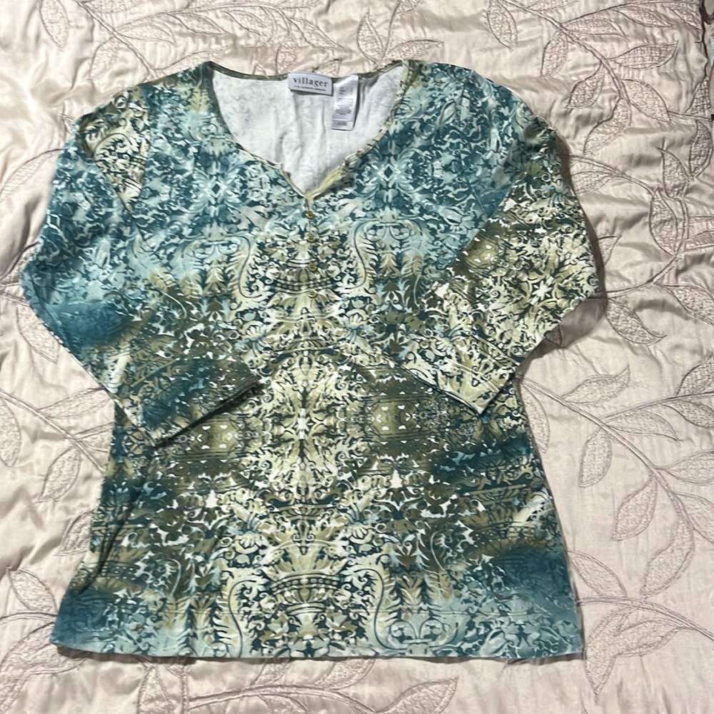 Villager L V Neck Henley 3/4 Sleeves